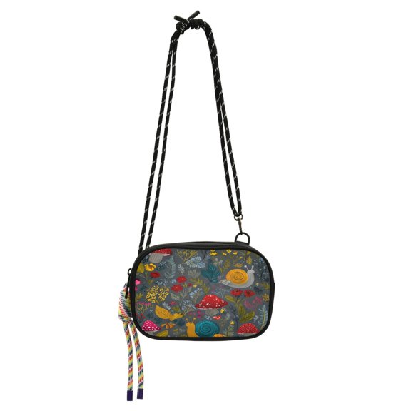 Stylish Crossbody Phone Bag Purse Handbags Adjustable Strap, Compact Design for Essentials Cute Snails and Mushrooms