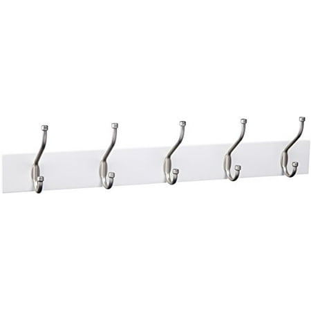 Basics Wall-Mounted Farmhouse Coat Rack 5 Standard Hooks White