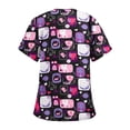 thumbnail image 3 of Pompotops Femmes Mode Manches Courtes V-Cou Tops Travail Impression Uniforme Chemisier T-Shirt Tops, 3 of 3