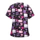 thumbnail image 3 of ICHUANYI Clearance Women Fashion Short Sleeve V-Neck Tops Working Printing Uniform Blouse T-Shirt Tops(Purple, XXL) ICHUANYI WER2023080801226, 3 of 3
