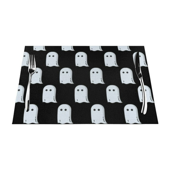 XMXY Woven Placemats Set of 6 PCS, Cartoon Cute Ghost Table Mats Washable Heat Resistant Placemats