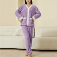 thumbnail image 2 of yillto Womens Pajamas Set Fuzzy Top Pants Loose Fleece Loungewear Sleepwear Winter Warm Pjs Outfits, 2 of 3
