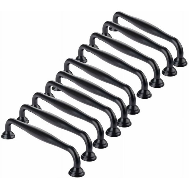 10 piezas de manijas de puerta negras para gabinete de cocina, cajón, dormitorio, distancia central del tirador 96 mm