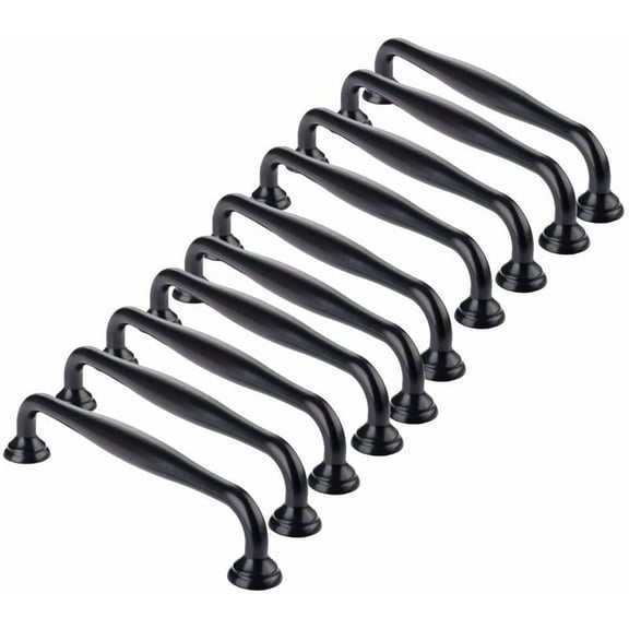 10pcs Black Door Handle Kitchen Cabinet Drawer Wardrobe Door Handle Pull Handle 96mm