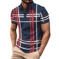 thumbnail image 1 of YDLCAFD Chemise pour Hommes à Boutons Col Rabattu Couleur Unie Manches Courtes Rayures Sport, 1 of 8