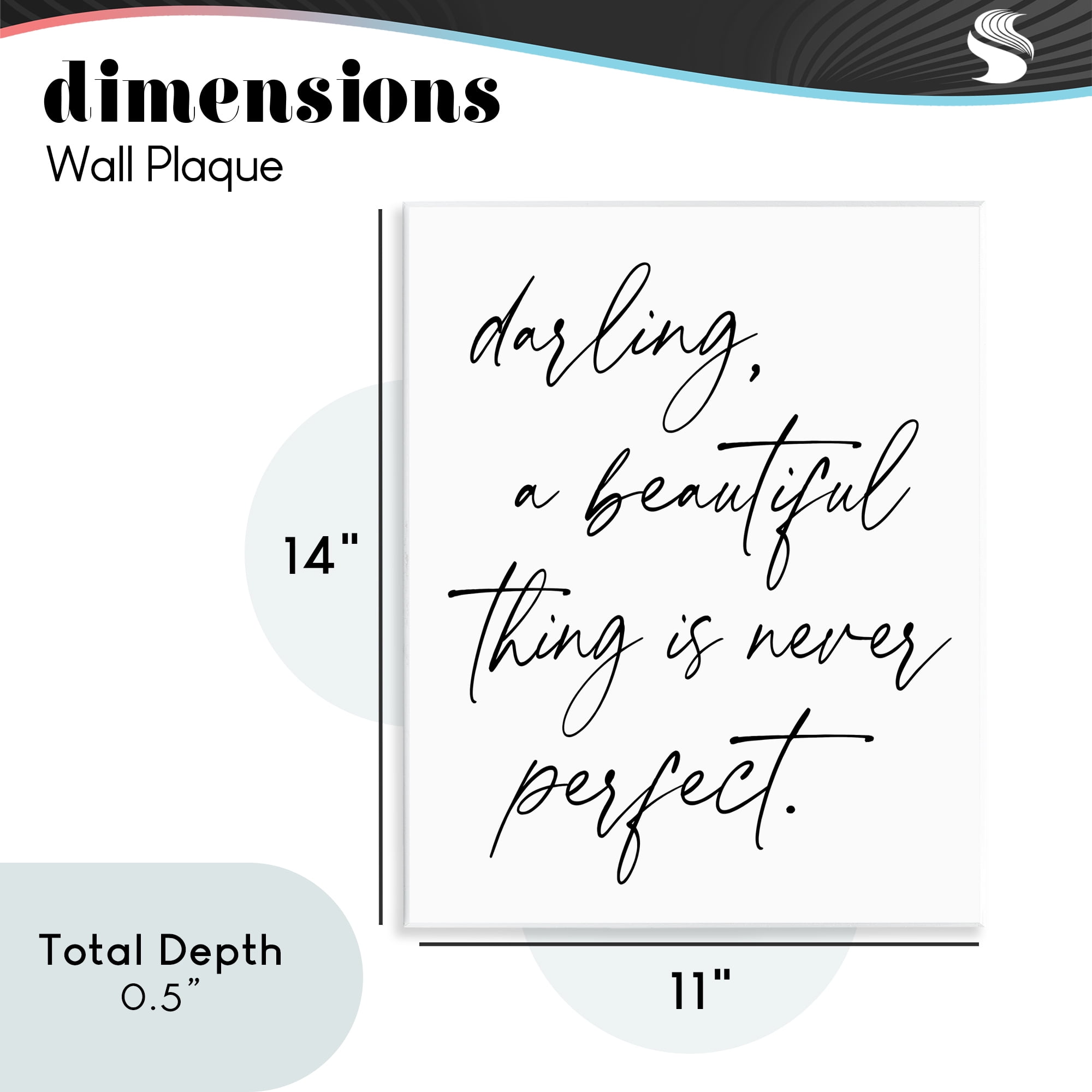 A Beautiful Thing Is Never Perfect Wall Plaque Art, design by Lettered and Lined