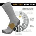 thumbnail image 2 of Heavy Duty Work Thick Warm Crew Cotton Socks, Steel Toe, (Gray - 3 pairs) fits US Men's Shoe Size 10-12, 2 of 5