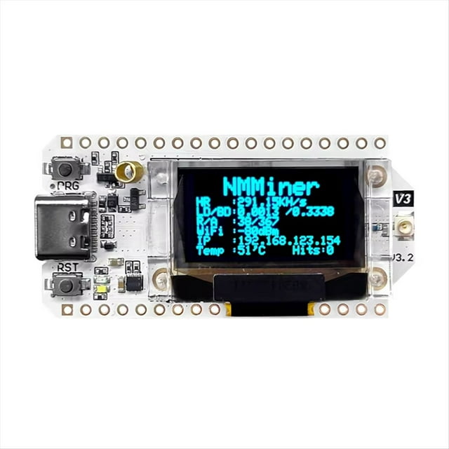 Minero de Lotería NerdMiner Solo 310KH/S LoRa 32 V3 USB de Bajo Consumo y Alto Rendimiento. Admite Conexión WiFi y BLE.
