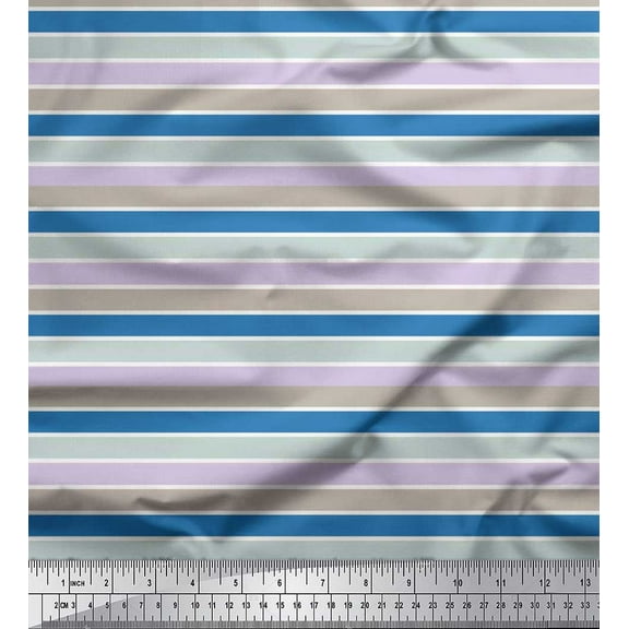 Soimoi Cotton Voile Fabric Horizontal Stripe Fabric Prints by Yard 42 Inch Wide
