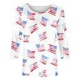 thumbnail image 4 of Plus Size American Flag Tunic Tops for Womens 4th of July Crewneck 3/4 Sleeve Tshirts Cute Butterfly Stars Striped Graphic Tees Teen Girls Fashion Memorial Day Patriotic Shirts Fashion Summer Top, 4 of 5
