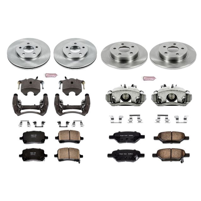 PowerStop Front and Rear Stock Replacement Brake Pad and Rotor Kit with Calipers Fits: CHEVROLET PONTIAC Select Models KCOE1618