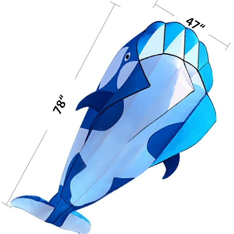 NEW 3D Kite Huge Frameless Soft Parafoil Giant Dolphin Kite Black Outdoor  Sports