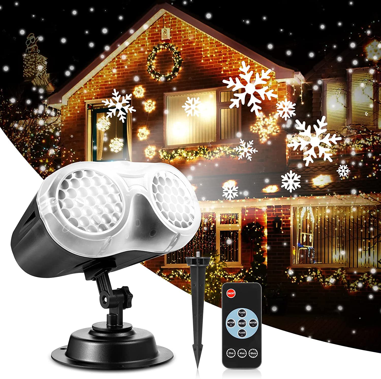 Christmas Outdoor LED Snowflake Projector Lights Laser Christmas Lights w/Remote 