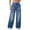 Blue, variant on Women's Rivet Studded High Waist Wide Leg Jeans, Stretchy Vintage Washed Denim Pants Casual Loose Long Trousers with Pockets, S-XL