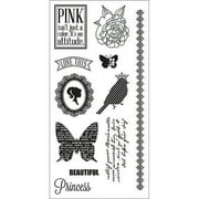 Fiskars Teresa Collins 4"X8" Sheet Cling Stamps-Girly Posh