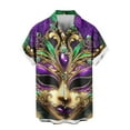 thumbnail image 5 of KeShDi Mardi Gras Shirts for Men Button Down Tshirts Short Sleeve Men Casual Fashion Turndown Collar Printing Short Sleeve Button Shirt Blouse Purple XL, 5 of 6