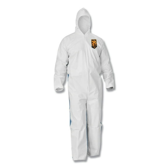 Ansell 38938 A35 Liquid and Particle Protection Coveralls Hooded - Large, White (25/Carton)