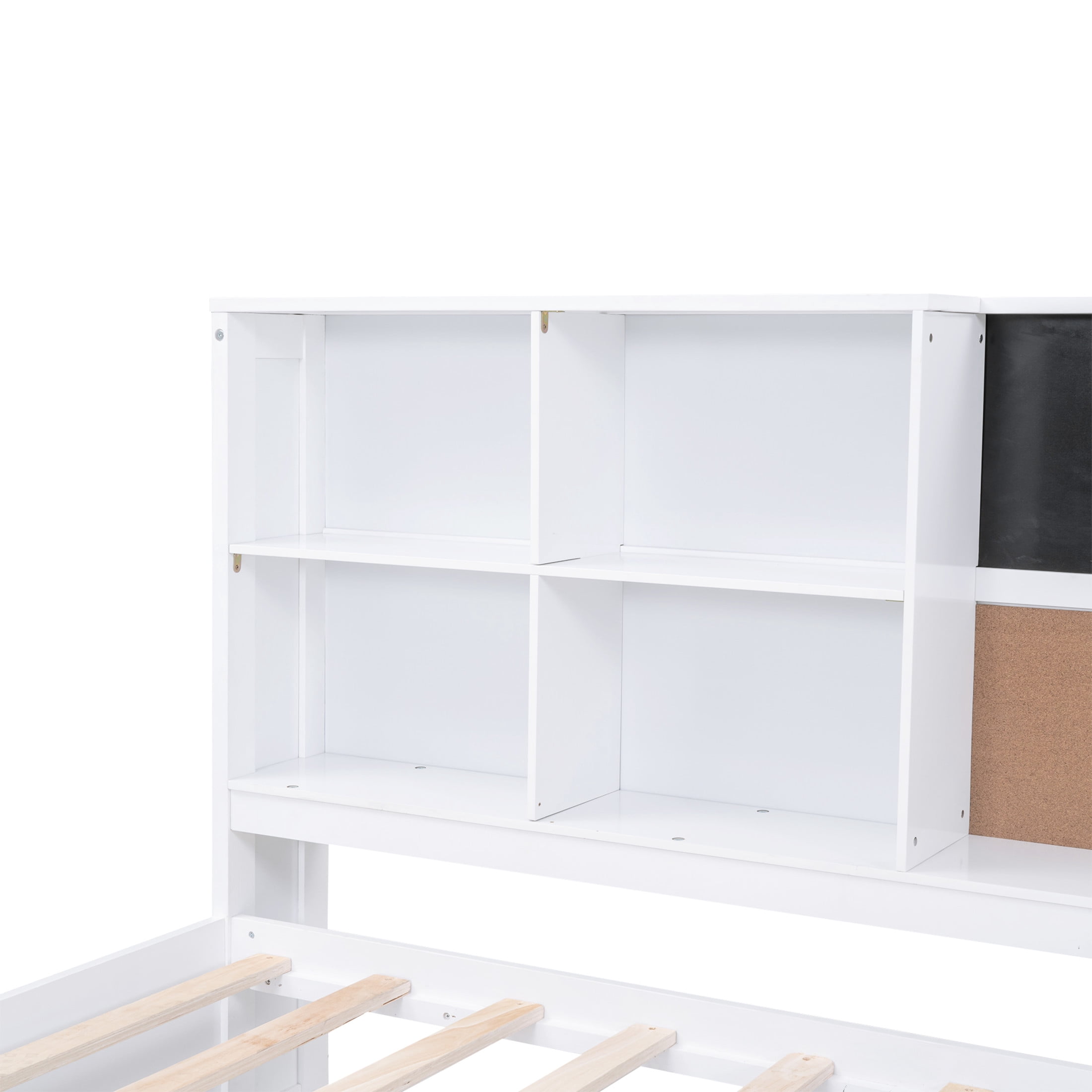 Noble House Alver Twin Daybed with Storage Shelves, Blackboard and Cork Board, USB Ports, Twin Trundle, White