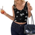 thumbnail image 2 of Summer Floral Print Sleeveless Women Slim Fit Ruffle Tank Tops, 2 of 6