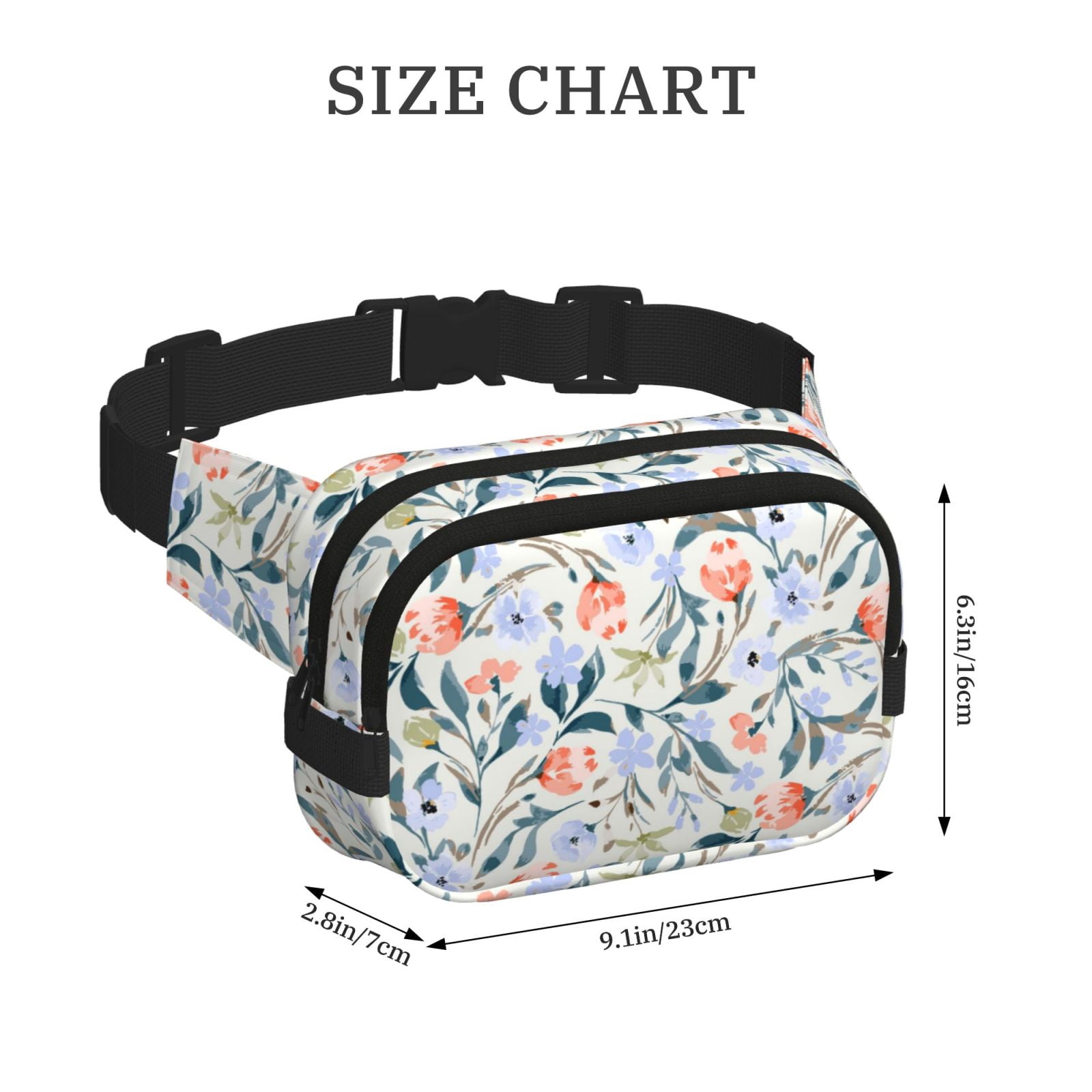 Picia Watercolor Wildflowers 1 Print Square Double-Layer Waist Bag Mini Adjustable Waist Belt Bag Exercise Running Travel Hiking