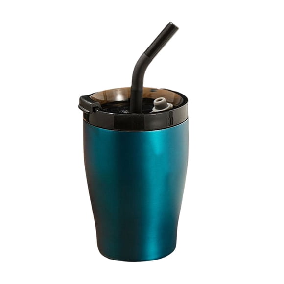 Inteprter Vacío de paja de acero inoxidable portátil 380ml reemplazo antideslizante Color sólido anticorrosivo botella de agua de oficina regalo Teteras Azul Inteprter  HA080456-03