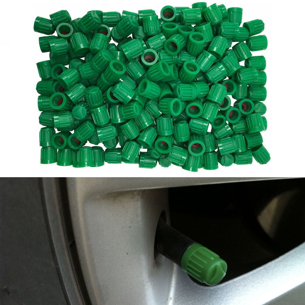 500 Green Plastic Tire Caps Air Valve Stem Universal car Truck Wheel N2 Nitrogen USA