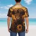 thumbnail image 4 of Fotbe Cute Cow Sunflower Field Camisa Hawaiana para Hombre Unisex – Camisa Casual de Verano con Botones de Manga Corta de Algodón y Lino,X-Large, 4 of 7
