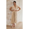 thumbnail image 5 of Elegant and Casual V-Neck Pleated Dress with Zipper and Back Tie Flowy Party Dresses, 5 of 9