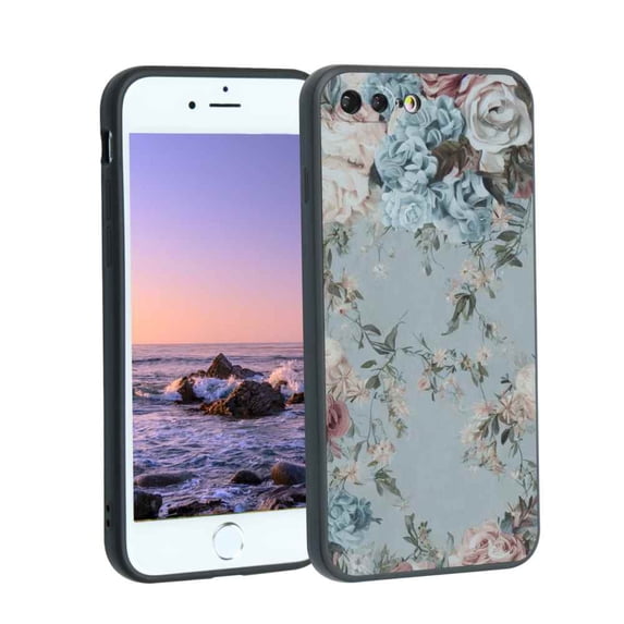 Vintage-Floral-Art-Design-374 Phone Case, Degined for iPhone 8 Plus Case Men Women, Flexible Silicone Shockproof Case for iPhone 8 Plus