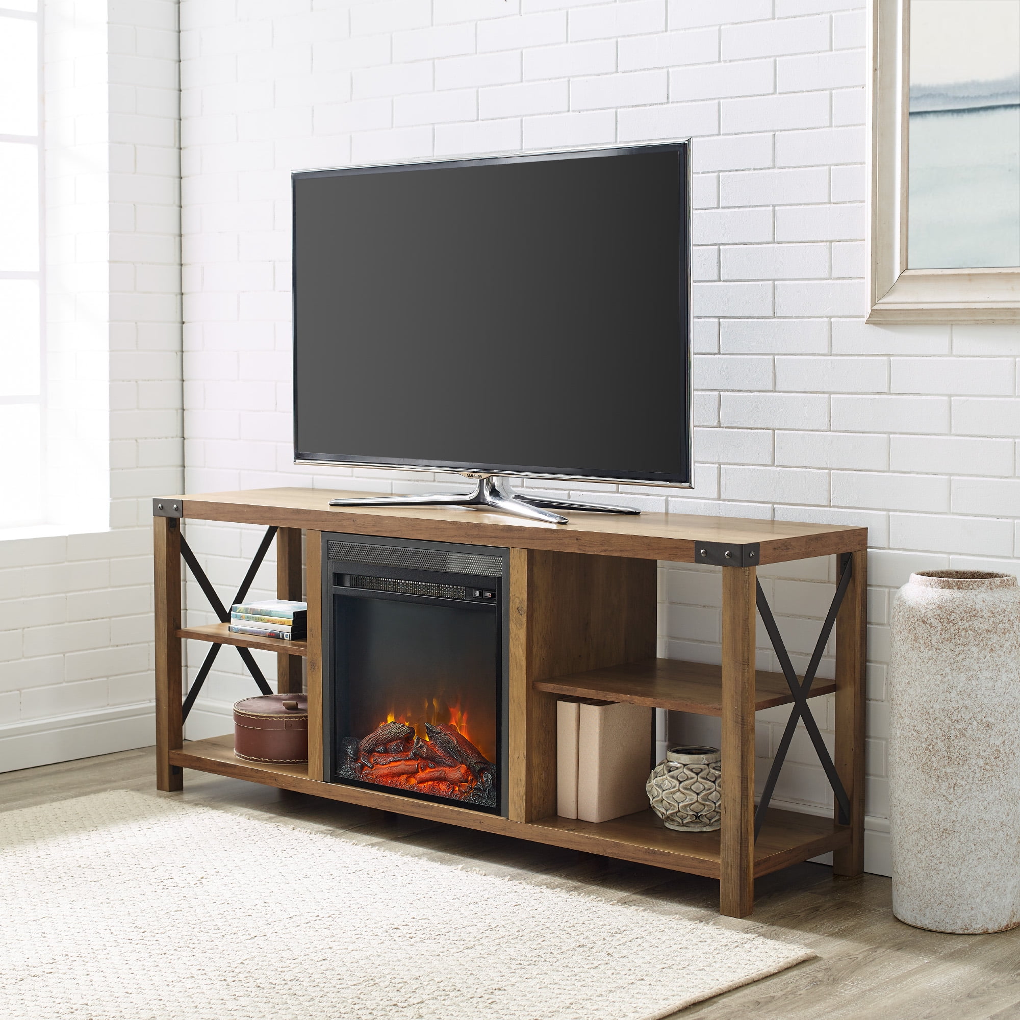 Magnolia Reclaimed Farmhouse Fireplace TV Stand by Desert Fields