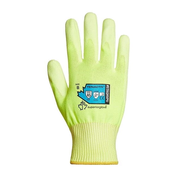 Superior Glove Polyurethane Knit Glove,Hi Viz,11,PR STAGHVPU-11