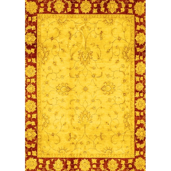Ahgly Company Indoor Rectangle Oriental Yellow Traditional Area Rugs, 3' x 5'