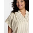 thumbnail image 4 of Terra & Sky Women's Plus Short Sleeve Popover Blouse, Sizes 0X-5X, 4 of 5
