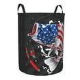 thumbnail image 2 of Balery Largemouth Bass Fish in USA Round Laundry Basket with Handles Waterproof Freestanding Laundry Hamper for Clothes Toys in the Dorm and Family-Small, 2 of 8