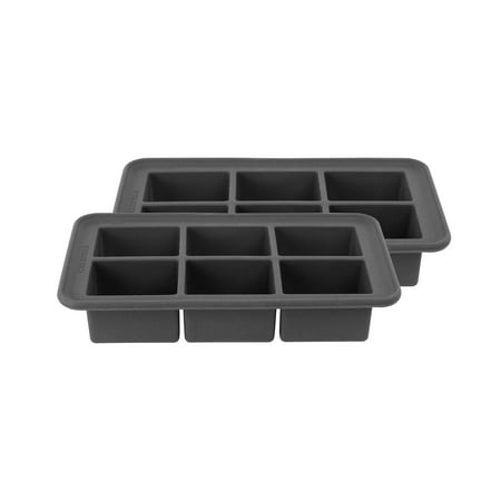 Black White Ice Cube - Casabella Big Cube Ice Trays, Set/2, Dark Grey