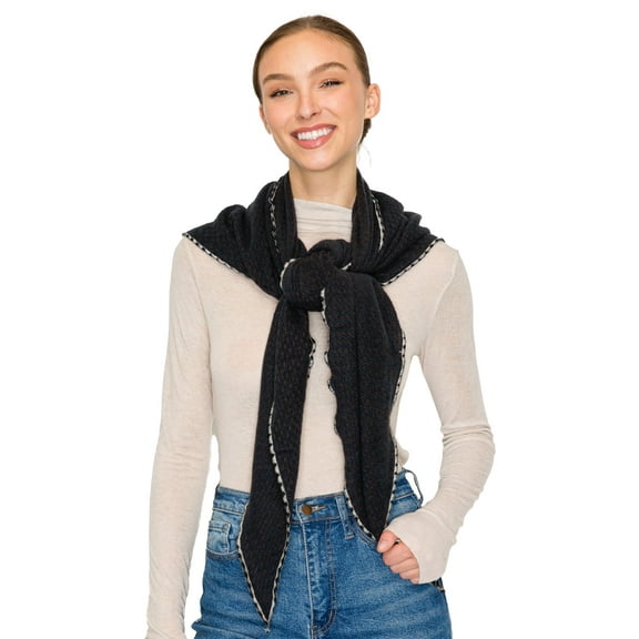 BASICO Fall Scarf for Women, Winter Scarf, Women's Scarves & Wraps, Blanket Scarf, Fall Accessories (27 Colors) (Triangle Navy)
