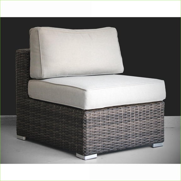 Outdoor Lounge Chairs, 2-Piece Modular Armless, Tan Brown, Fully Assembled for Patio Deck Garden | Wicker | Solid Back
