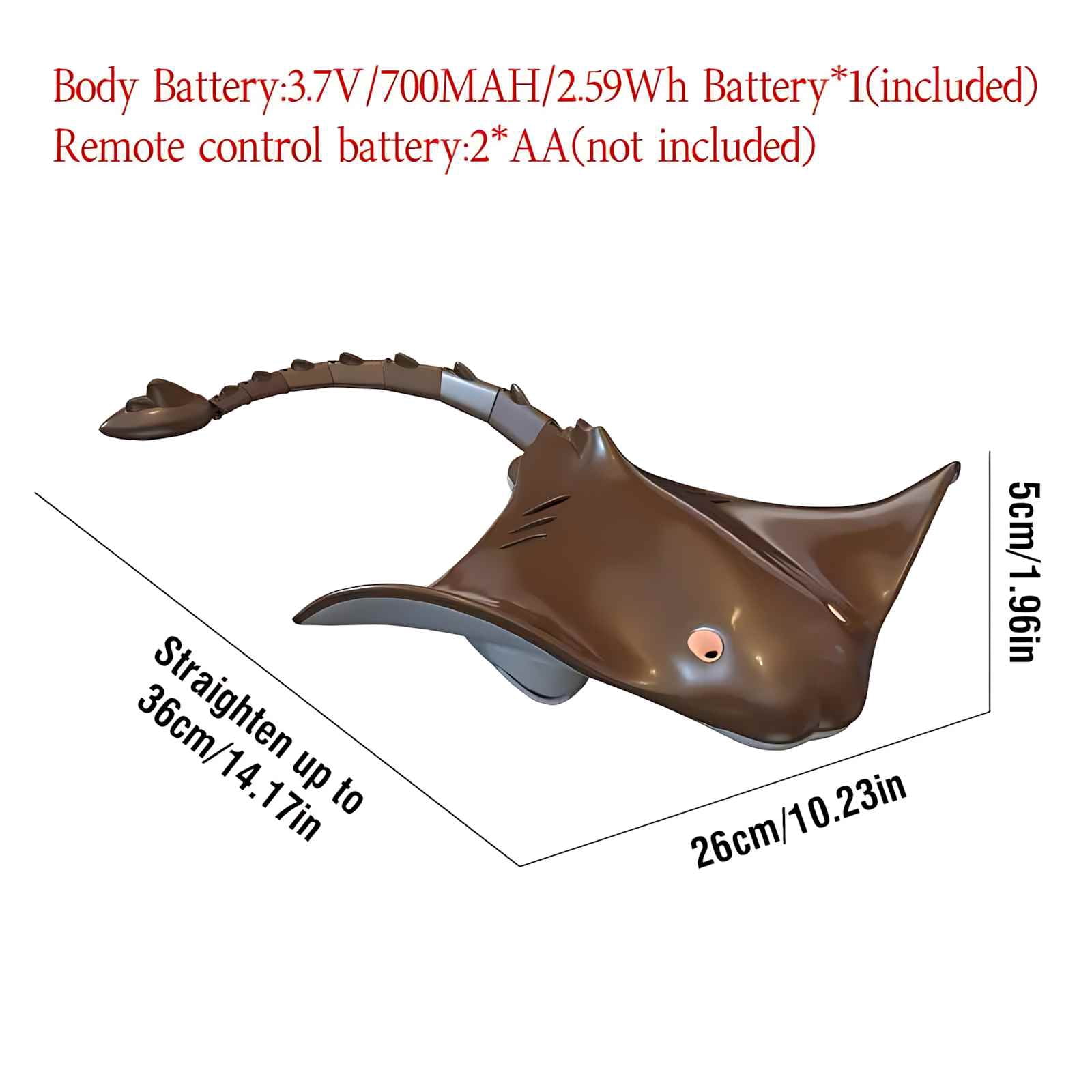 Unbranded Remote Control Boat, 2.4G RC Stingray Pool Toy for Kids Ages 6-12, Waterproof Underwater Glider with Dual Motors, Water Gift for Boys Girls