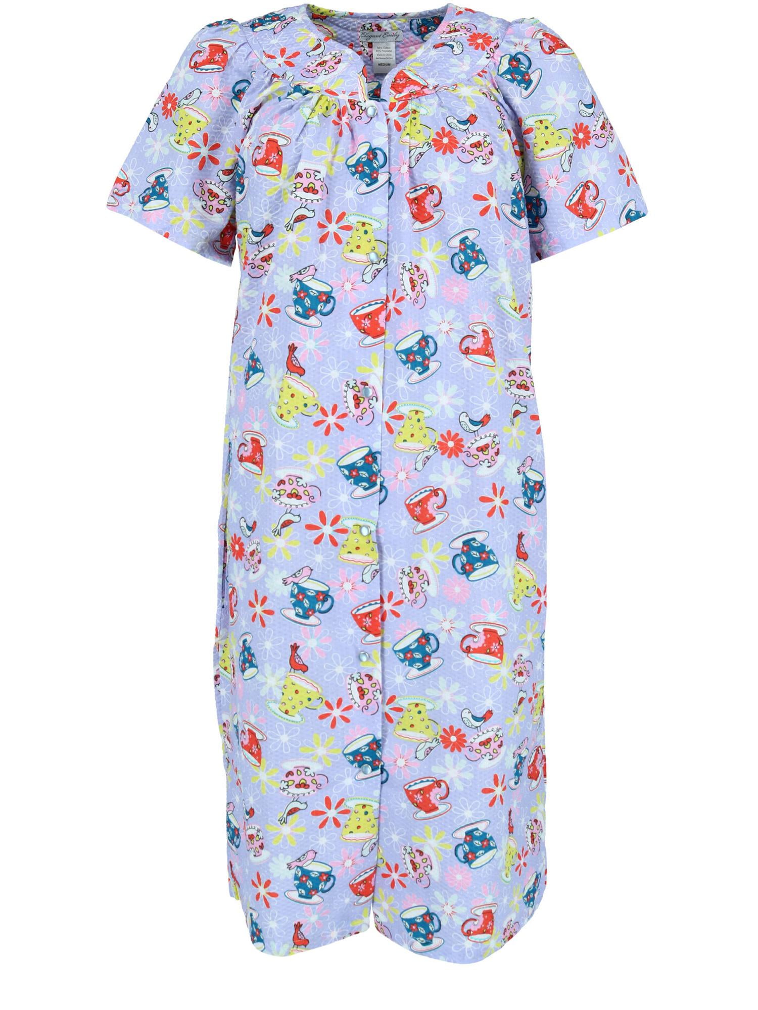 Elegant Emily Elegant Emily Short Sleeve Printed Snap Front Duster