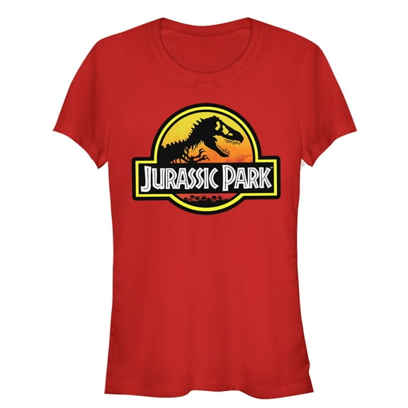Junior's Jurassic Park Logo Outlined  Graphic Tee Red X Large