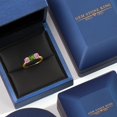 thumbnail image 5 of Gem Stone King 18K Yellow Gold Plated Silver Green Chrome Diopside and Pink Lab Grown Diamond Engagement Ring for Women | 1.50 Cttw | Round 5MM | Gemstone Birthstone | Size 8, 5 of 6