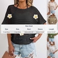 thumbnail image 3 of Taylonsss Womens Crochet Tops Flower Hollow Out Cover Up Short Sleeve Knit Pullover Sweater Summer Beach Cover Up, 3 of 7
