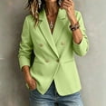thumbnail image 5 of Zynoxe Blazer Jacket for Women Trendy Lapel Double Breasted Open Front Suit Jacket Fall Loose Versatile Business Casual Office Plus Size Jackets with Pockets Green1 3XL, 5 of 5