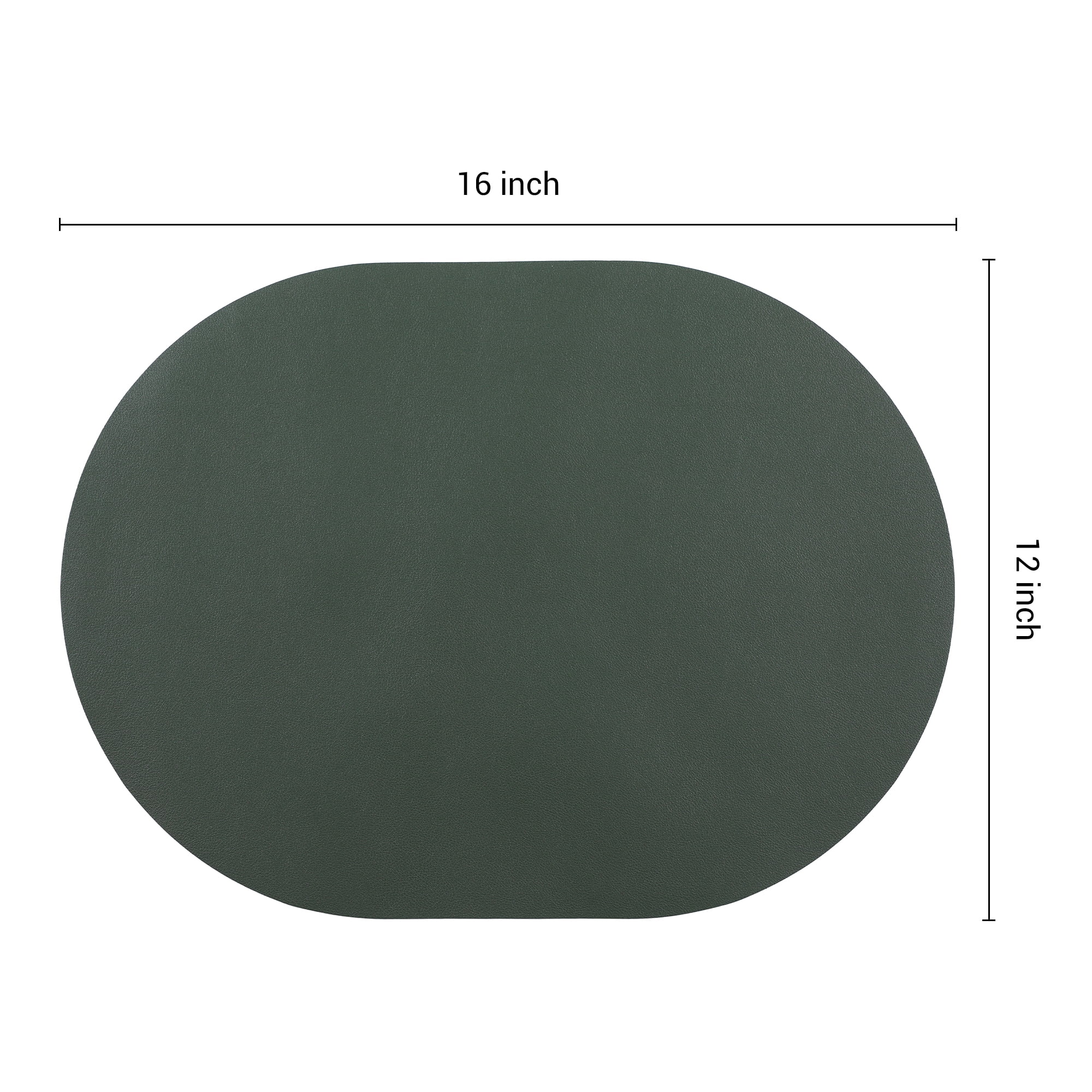 Unique Bargains Set of 6 Leather Table Placemats for Dining Table Decor Dark Green Gray