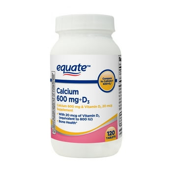 Equate Calcium + D3 s Dietary Supplement, 600 mg, 120 Count