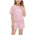 thumbnail image 2 of ATOGUTA Size 5-14 Years Girl's Clothing Sets Kids Short Sleeve T-Shirts and Elastic Waist Shorts Clothing Sets Pink, 2 of 6