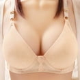 thumbnail image 2 of Penkiiy Women Bras Woman's Solid Color Comfortable Hollow Out Perspective Bra Underwear No Rims Beige Bras, 2 of 3