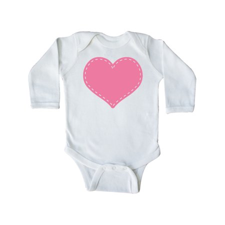 

Inktastic Pink Heart (Stitch Border) Gift Baby Girl Long Sleeve Bodysuit
