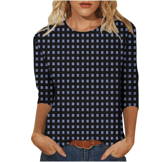 Birdeem T-Shirts à Manches 3/4 pour Femmes T-Shirt Imprimé Mode Blouse à Manches 3/4 Col Rond Hauts Décontractés T-Shirts à Manches 3/4 pour Femmes