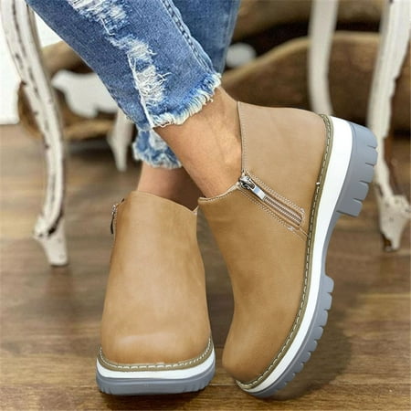 

Akiihool Womens Ankle Boots Women s Fashion Platform Boots Lace Up Fashion Ankle Bootie Elastic (Khaki 7.5)
